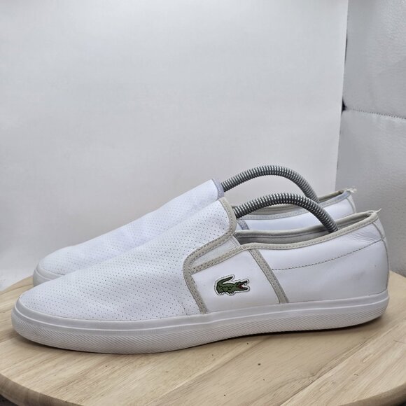Mens Size 10 - LACOSTE Graduate BL Leather Loafers White Alligator - Picture 1 of 9